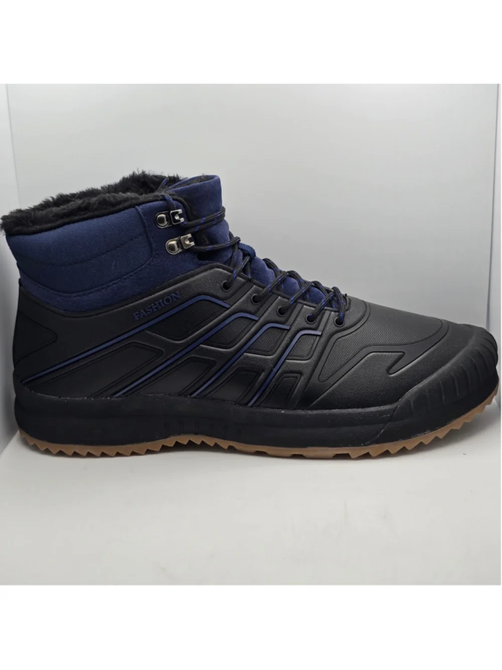 Men's Unbranded Winter Boots Black and Blue Faux Fur Lined 11 men's